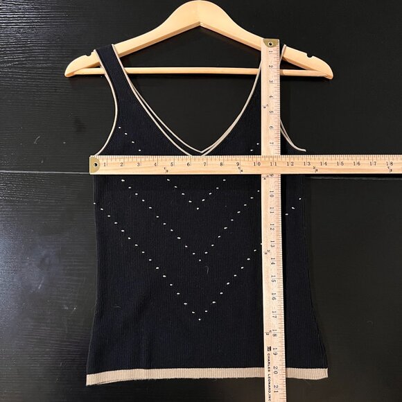 Max‎ Studio Knit XS Black Stretch Tan Embroidered Accent Trim - Picture 4 of 4